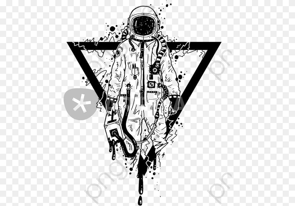 Hand Painted Astronaut Aerospace Astronaut Geometric Tattoo, Cross, Symbol, Art Png Image