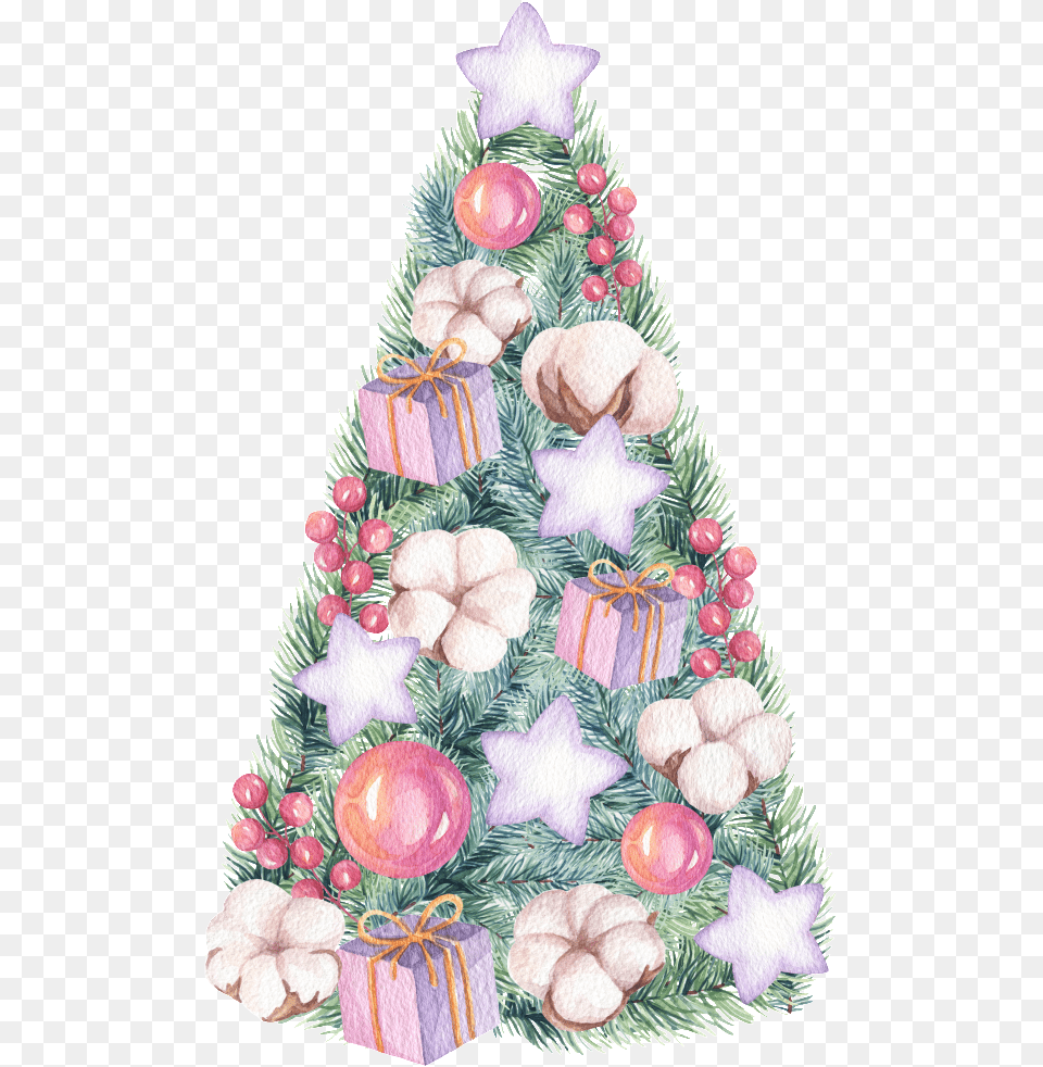 Hand Painted Beautiful Christmas Tree Pink Christmas Party Invitations, Christmas Decorations, Festival, Christmas Tree Free Transparent Png