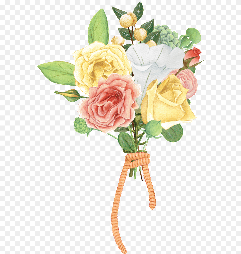 Hand Painted Beautiful Flower Bouquet Hd, Flower Arrangement, Flower Bouquet, Plant, Rose Free Transparent Png