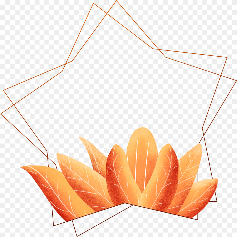 Hand Painted Border Coral Orange Leaves Plants Clipart Portable Network Graphics, Leaf, Plant, Accessories, Food Free Transparent Png