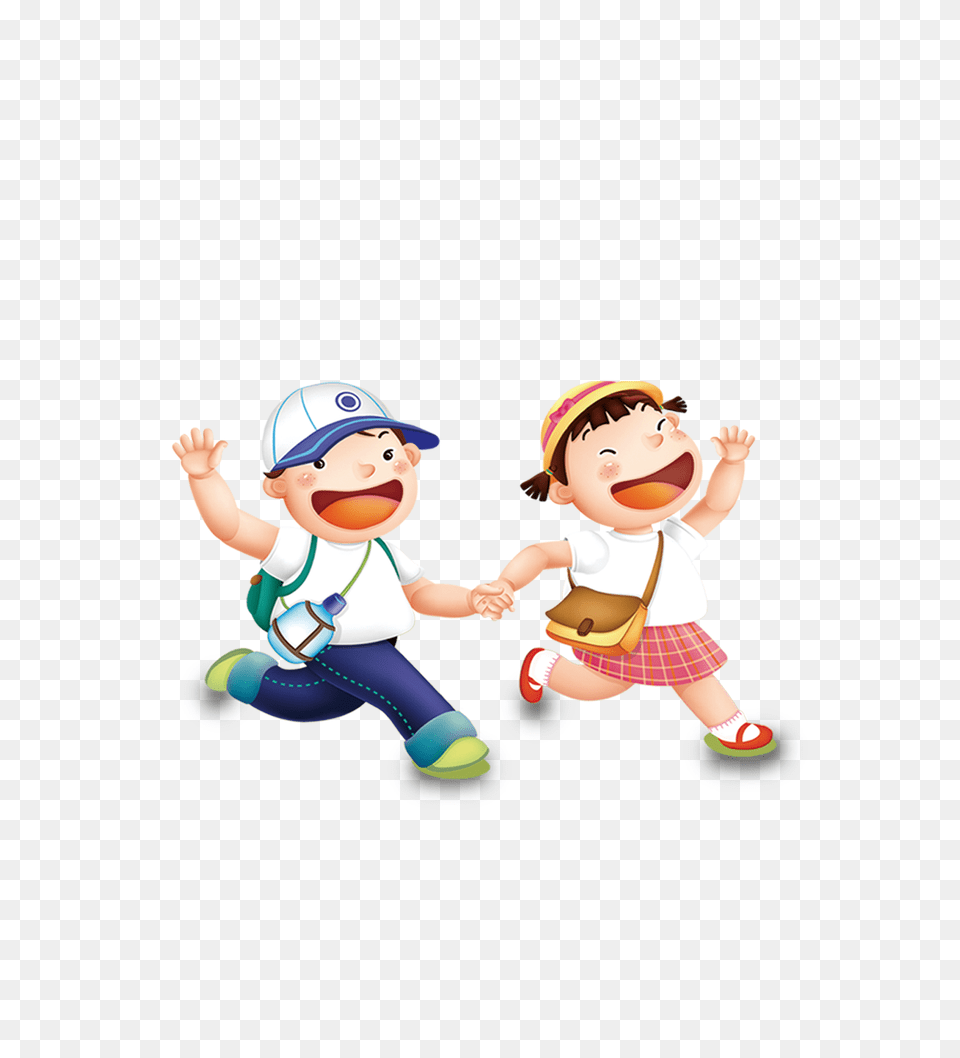 Hand Painted Cartoon Children Playing Decoratives, Baby, Person, Face, Head Free Png Download