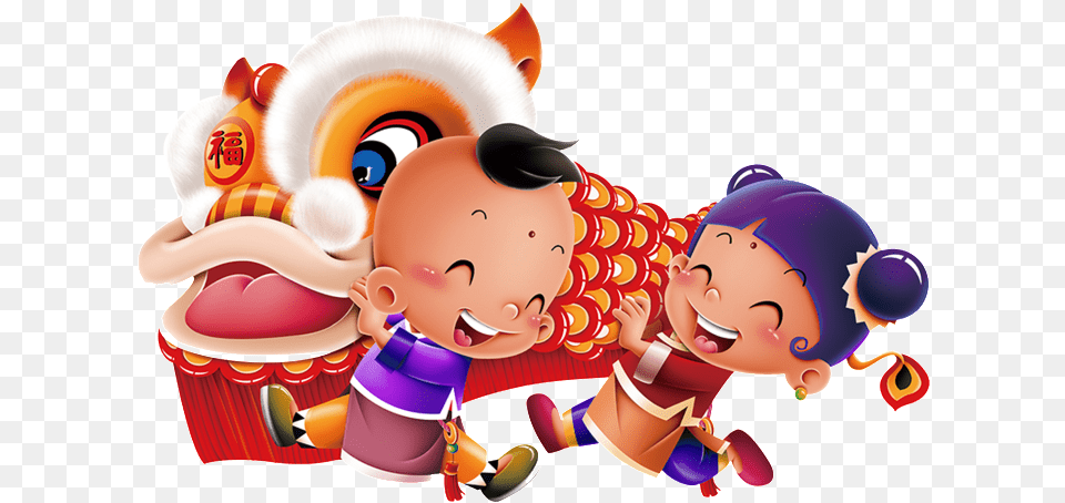 Hand Painted Cartoon Children Playing Decoratives Cartoon Chinese People, Person, Baby, Face Free Transparent Png