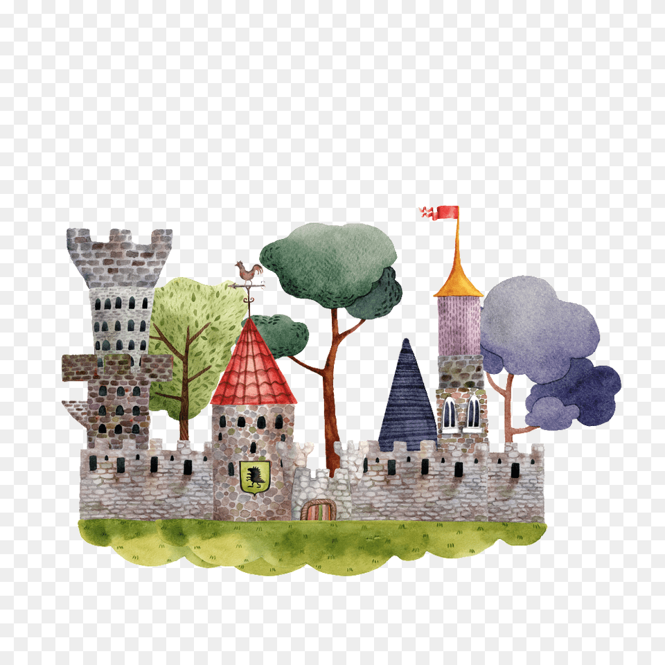 Hand Painted Castle Transparent In The Deep Mountains, Art, Collage, Painting, Clothing Free Png Download