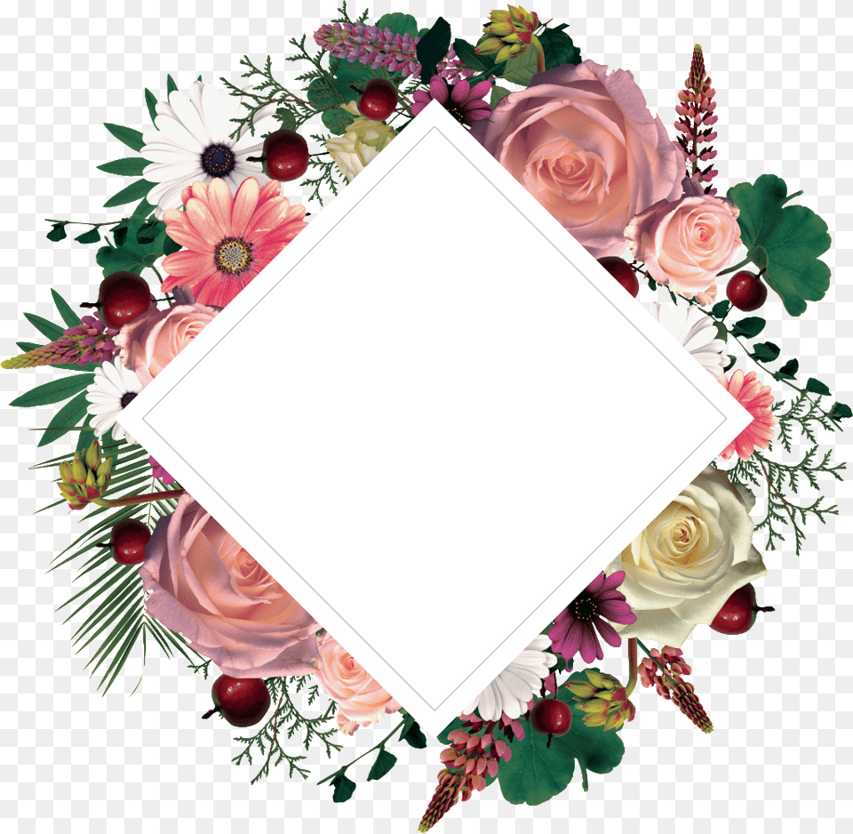 Hand Painted Colored Diamond Border Transparent Diamond Flower Boarder, Art, Floral Design, Graphics, Pattern Png