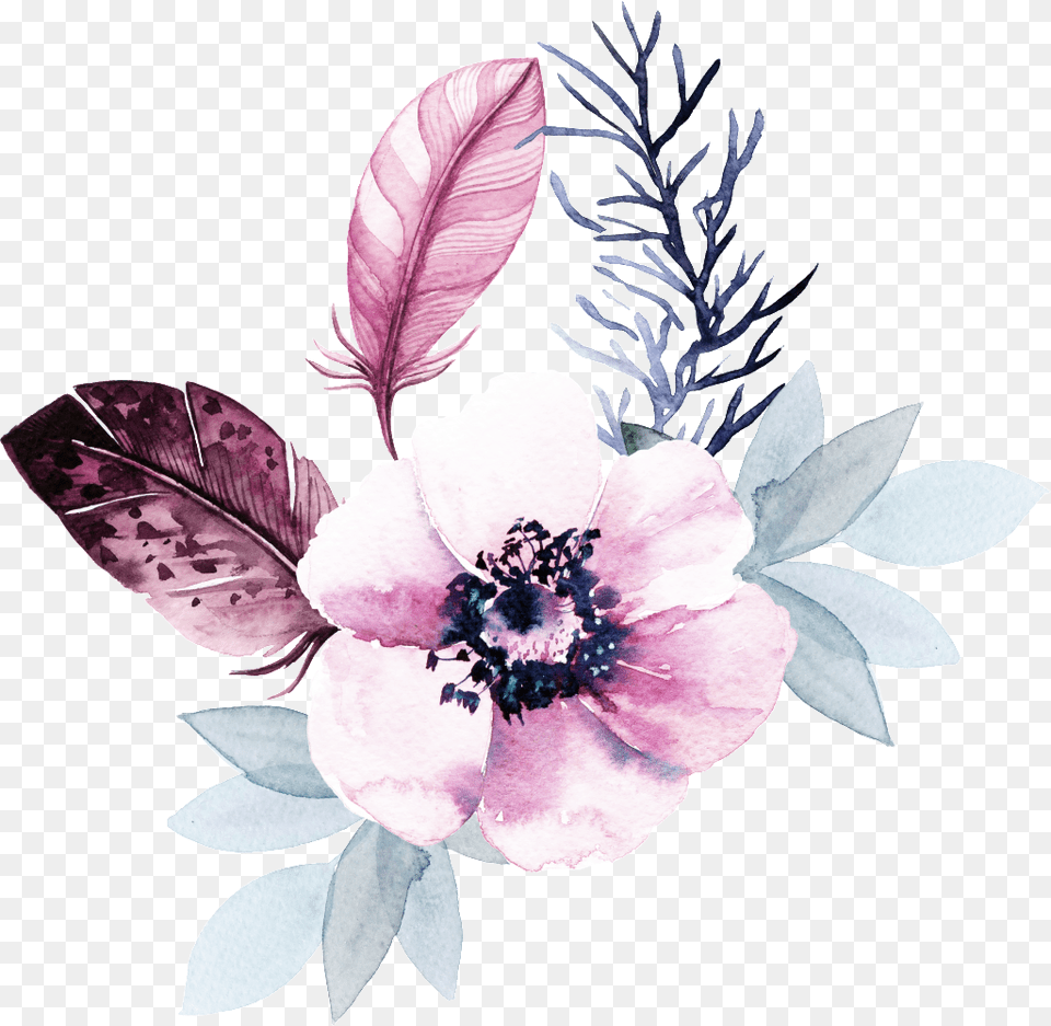 Hand Painted Colorful Cartoon Watercolor Beautiful Common Peony, Anemone, Art, Floral Design, Flower Free Transparent Png