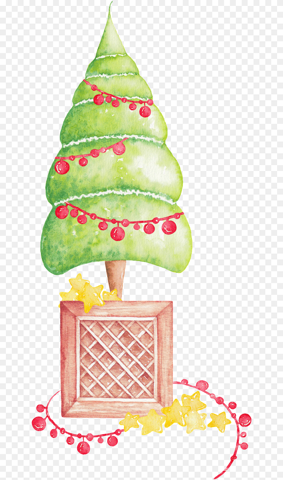 Hand Painted Cute Abstract Christmas Tree Transparent Christmas Tree, Leaf, Plant, Cream, Dessert Png Image