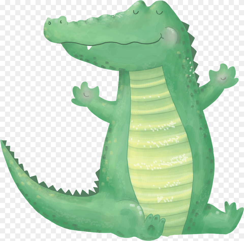 Hand Painted Cute Cartoon Crocodile, Animal, Reptile, Fish, Sea Life Png Image
