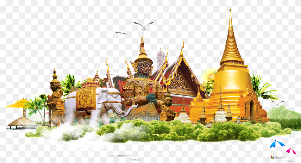 Hand Painted Fairy Tale Town Wat Phra Kaew, Architecture, Temple, Building, Shrine Free Png Download