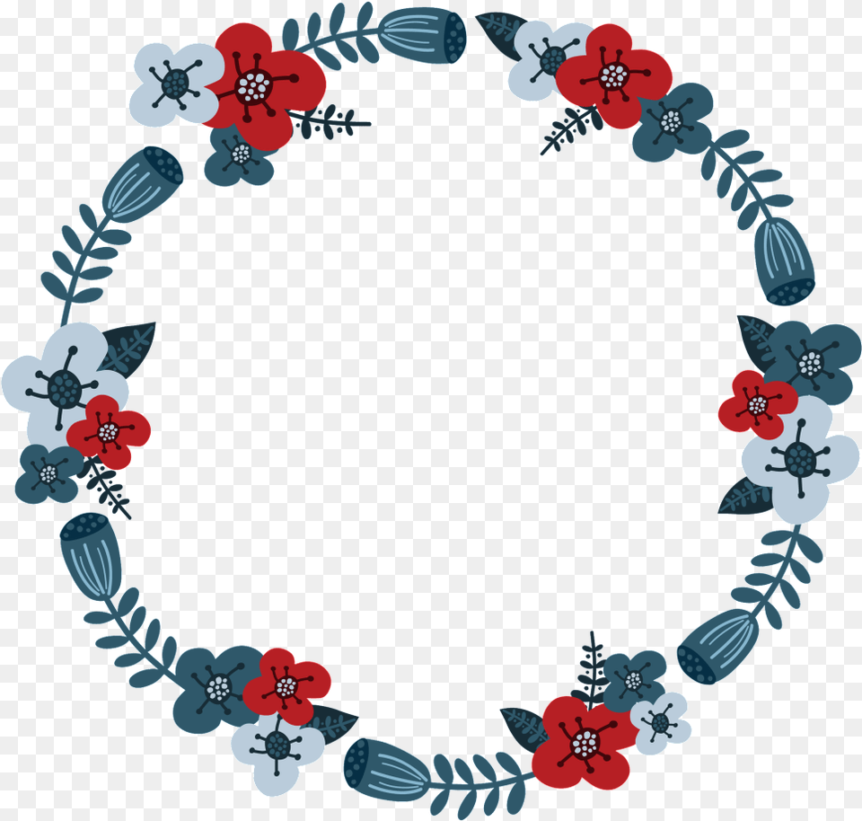Hand Painted Flowers Weeds Round Garland Craft, Accessories, Flower, Plant, Jewelry Png