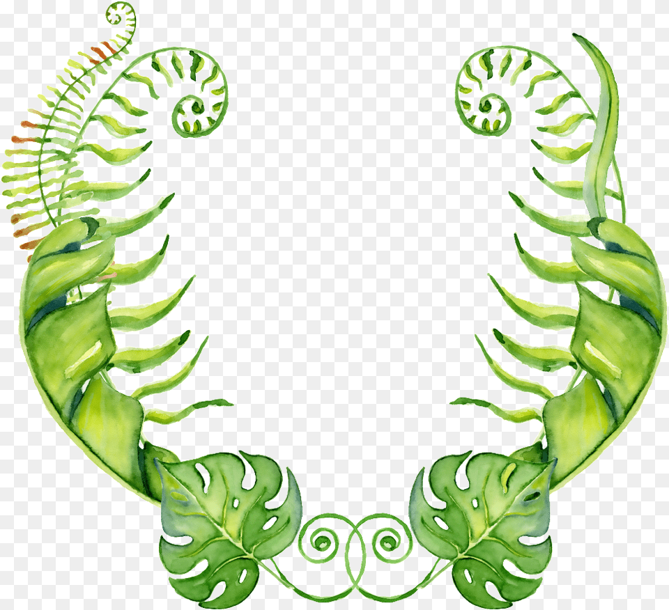 Hand Painted Four Vivid Leaves Material, Accessories, Fern, Plant, Gemstone Free Transparent Png