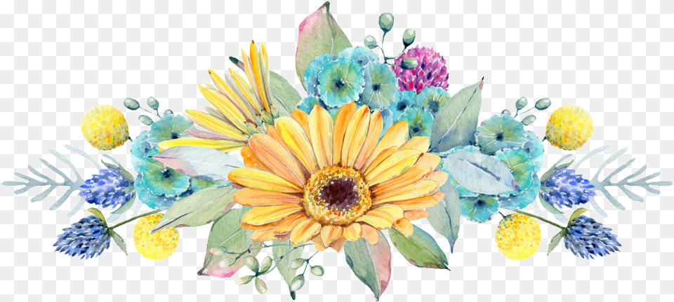 Hand Painted Golden Chrysanthemum Transparent Watercolor Painting, Plant, Pattern, Graphics, Flower Bouquet Png Image