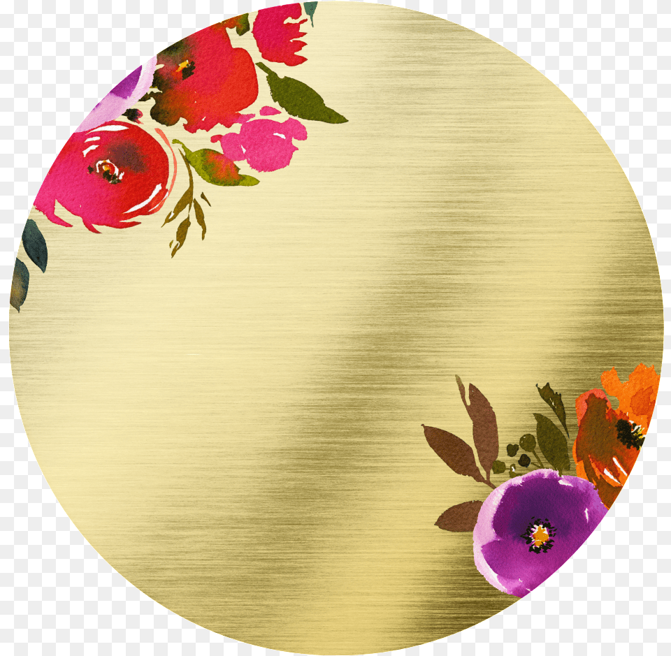 Hand Painted Golden Round Frame Back Transparent Portable Network Graphics, Home Decor, Art, Floral Design, Pattern Free Png