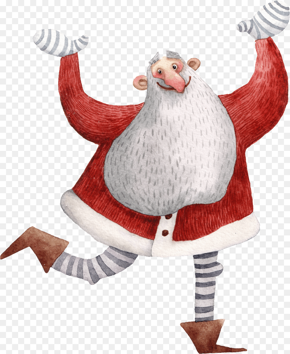 Hand Painted Happy Old Man Transparent Material Santa Claus, Animal, Bird, Art Png Image