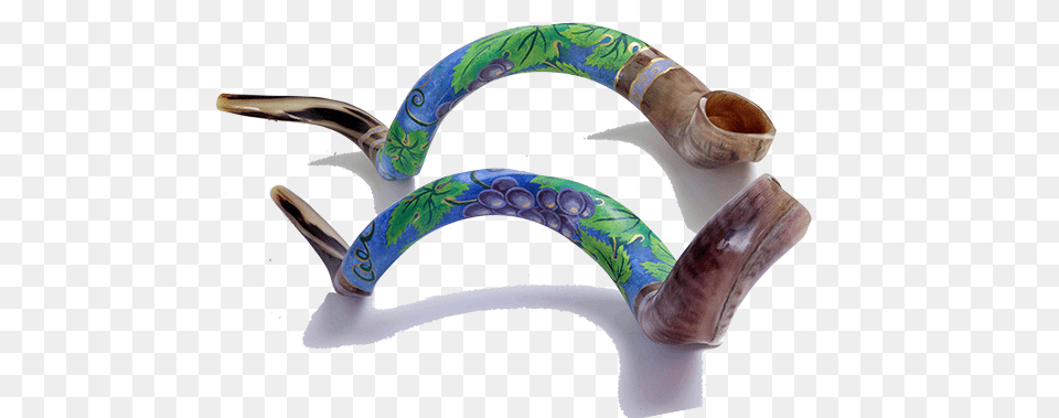 Hand Painted Kosher Yemenite Kudokudu Horn Shofar, Smoke Pipe Png