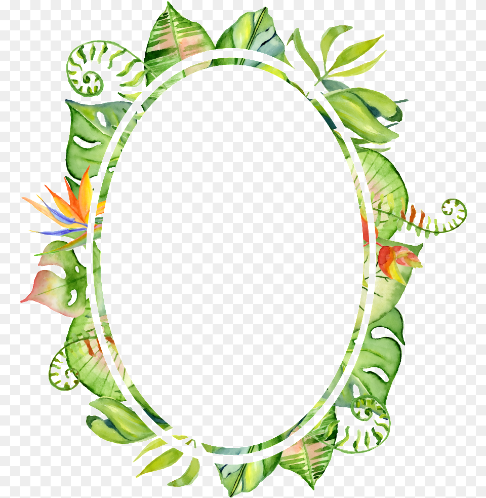 Hand Painted Leaf Pattern Frame Transparent Tropischer Blatt Kranz Sind Sie Meine Brautjungfer, Oval, Plant, Photography Free Png