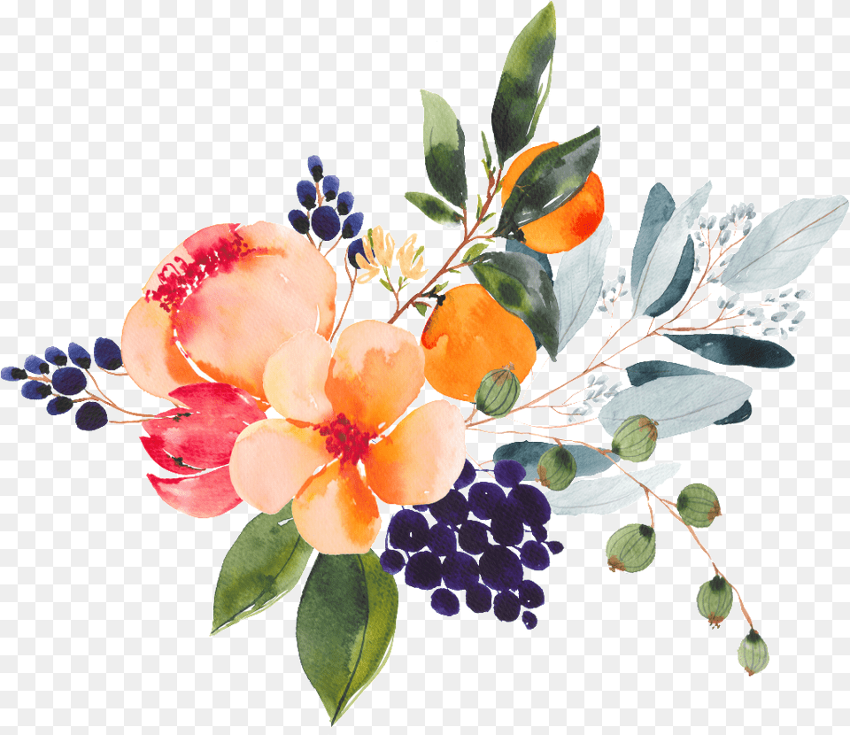 Hand Painted Leaves Flowers Plants Watercolor Transparent Watercolor Painting, Art, Floral Design, Pattern, Graphics Free Png Download
