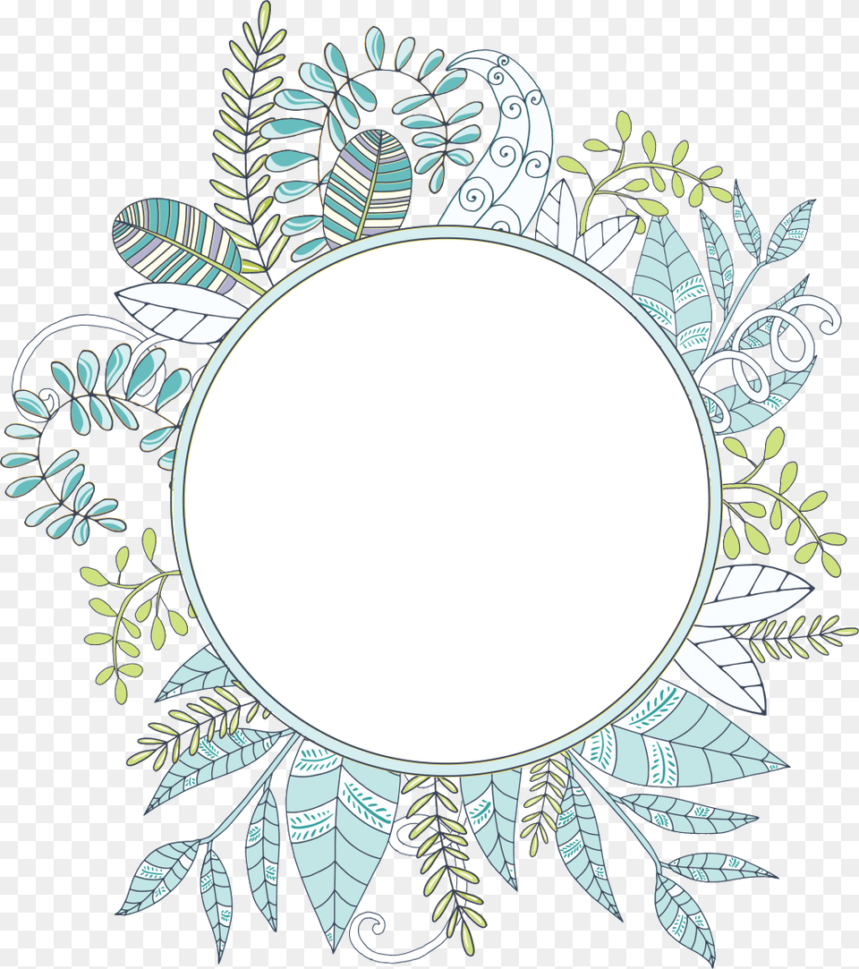 Hand Painted Linear Leaf Circle Transparent Transparent Leaf Circle, Oval, Pattern Png Image