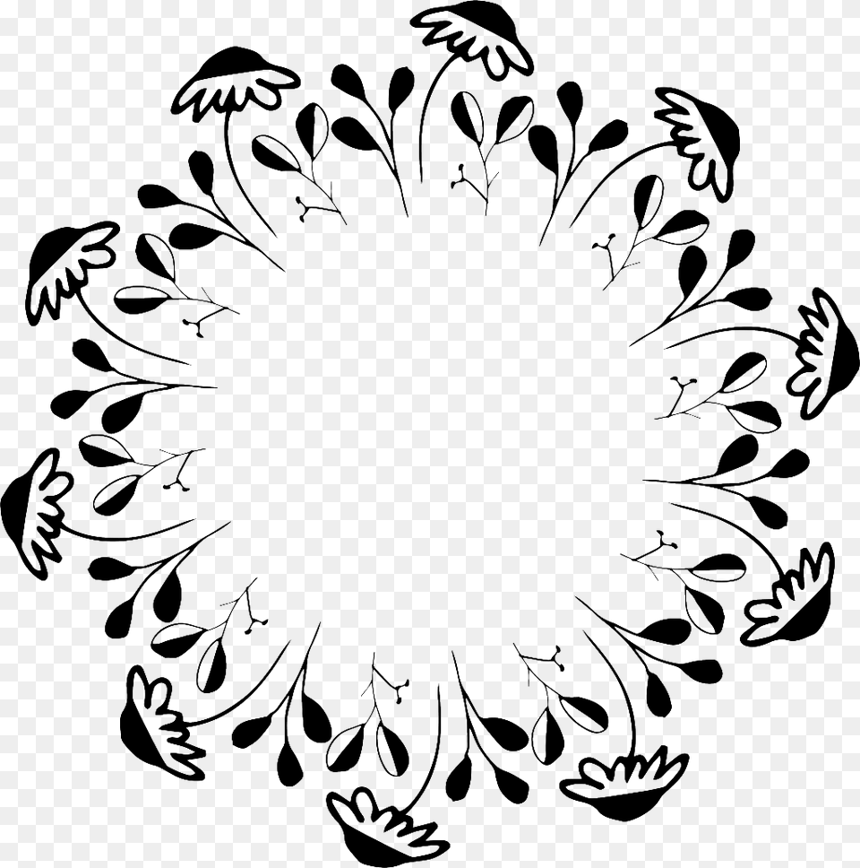 Hand Painted Minimalist Floral Buckle Black And White Garland, Art, Floral Design, Graphics, Pattern Free Transparent Png