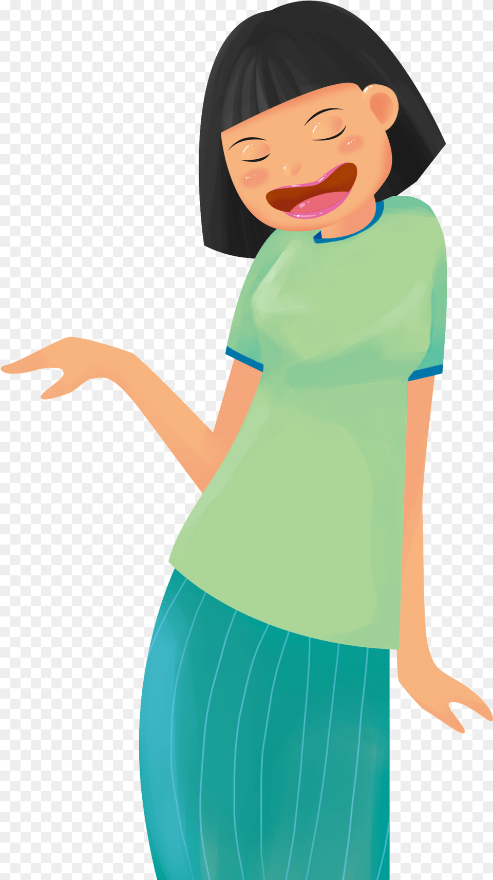 Hand Painted Minimalist Woman Character And Psd Cartoon, Clothing, T-shirt, Adult, Female Free Png