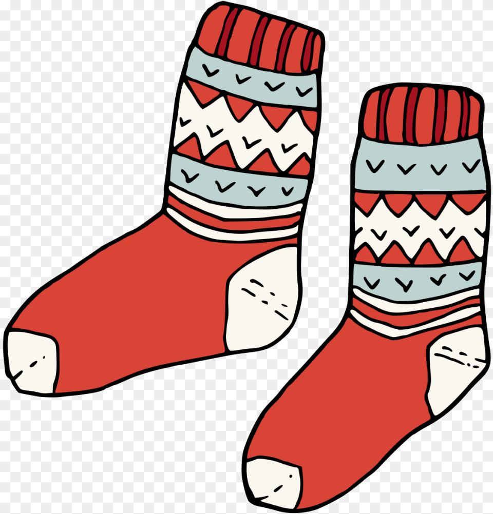 Hand Painted Pair Of Red Socks Winter Transparent Decorative Pair Of Socks Clipart, Clothing, Hosiery, Baby, Person Free Png Download