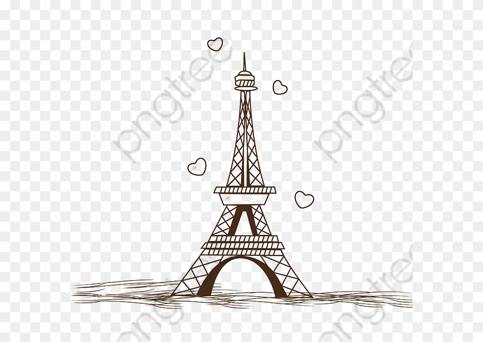 Hand Painted Paris Tower Eiffel Tower Paris Silhouette Free Png Download