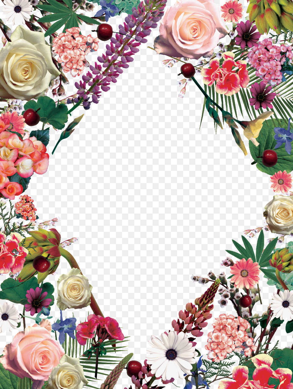 Hand Painted Personality Flower Frame Transparent Portable Network Graphics, Art, Collage, Floral Design, Pattern Png Image