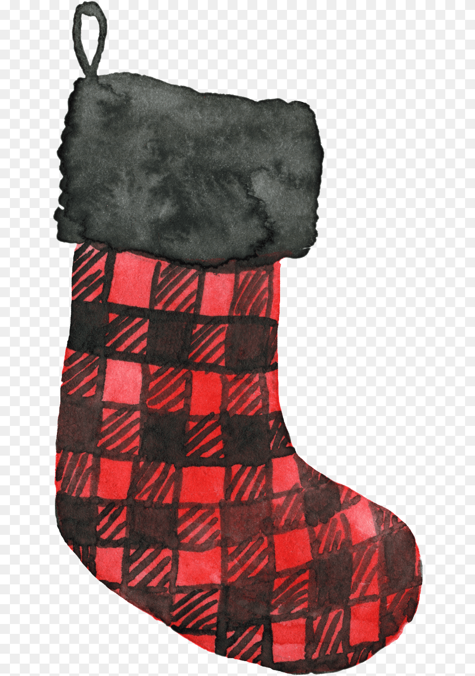 Hand Painted Plaid Christmas Socks Transparent Sock, Clothing, Hosiery, Christmas Decorations, Festival Png