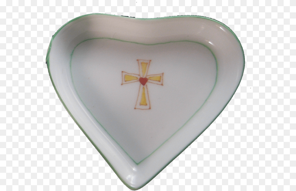Hand Painted Porcelain Holiday Heart Cross, Art, Plate, Pottery, Food Free Transparent Png