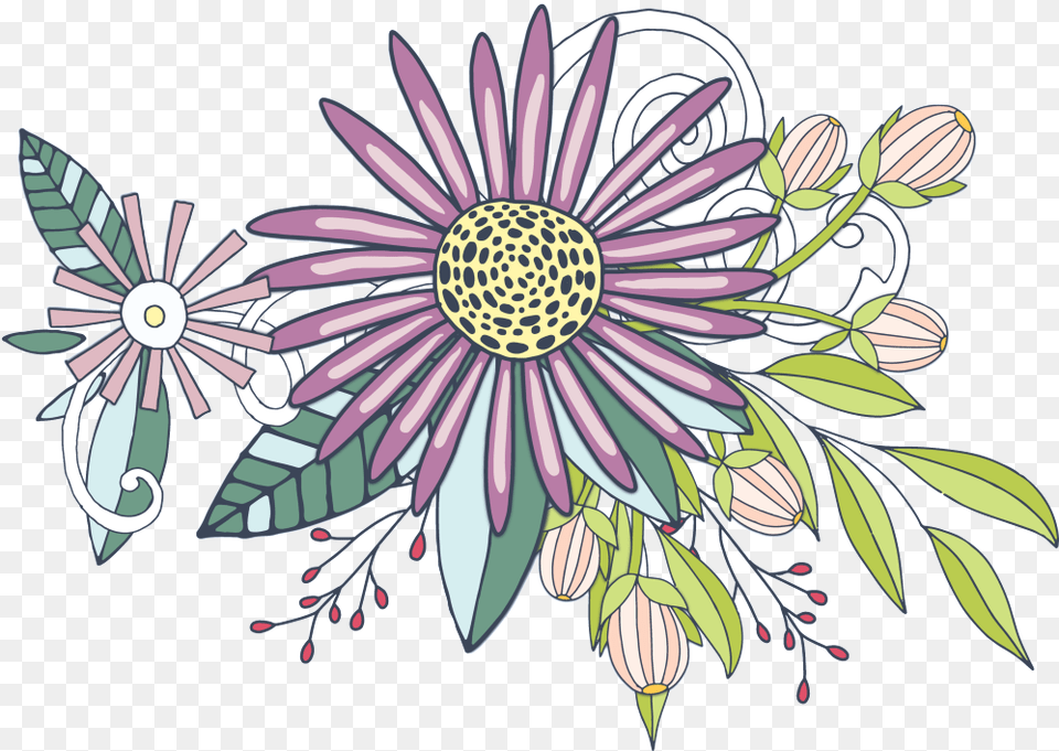 Hand Painted Purple Chrysanthemum Flower Transparent African Daisy, Art, Floral Design, Graphics, Pattern Png