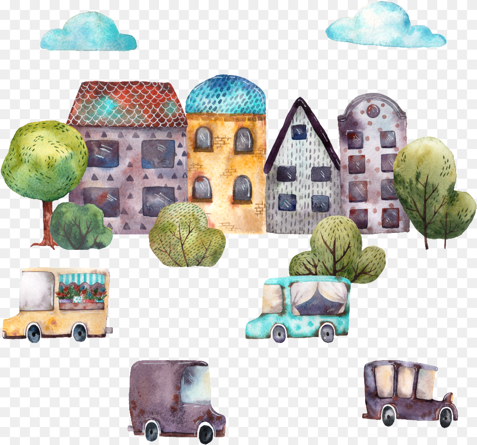 Hand Painted Roadside House Transparent, Art, Collage, Vehicle, Transportation Png