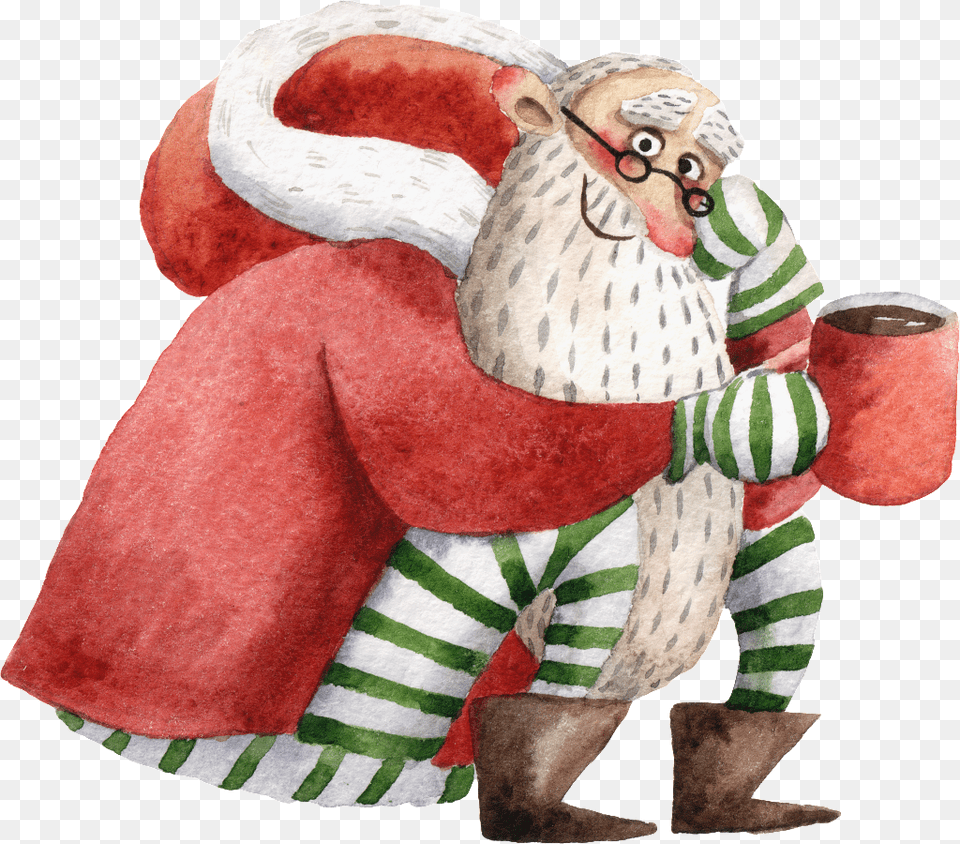 Hand Painted Santa Claus Transparent Santa Claus, Art, Face, Head, Person Free Png Download