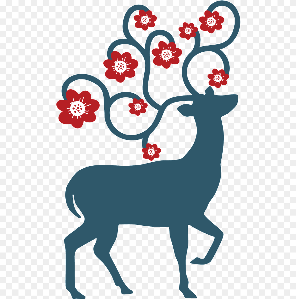 Hand Painted Sika Deer Silhouette Christmas Day, Animal, Mammal, Wildlife, Art Free Transparent Png
