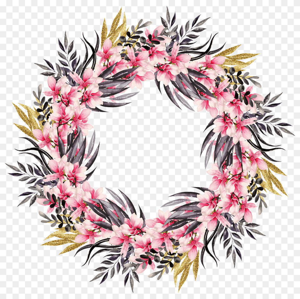 Hand Painted Summer Beautiful Garland Pattern, Wreath, Art, Floral Design Free Transparent Png