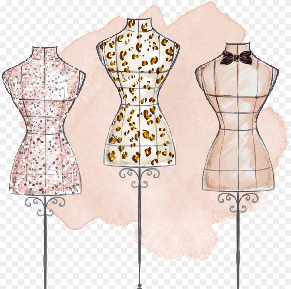 Hand Painted Three Tailored Dresses Transparent Mannequin Drawing For Fashion, Plot, Chart, Adult, Wedding Free Png Download