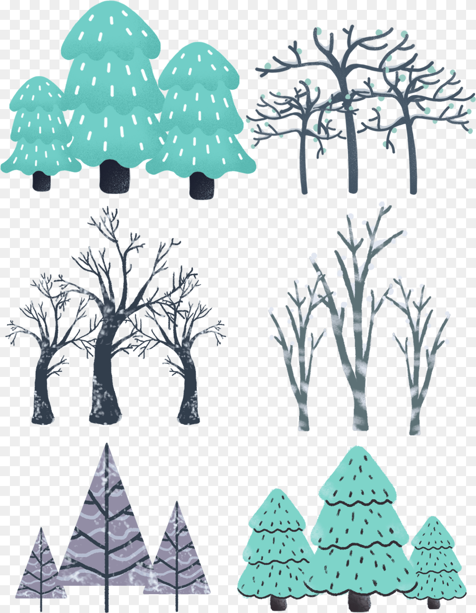 Hand Painted Trees Winter Pine Branches And Psd Branch, Outdoors, Nature, Art, Snow Free Png Download