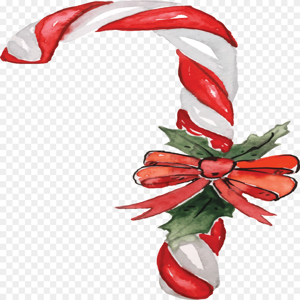 Hand Painted Watercolor Christmas Crutches Candy Cane, Food, Sweets, Ketchup Free Transparent Png