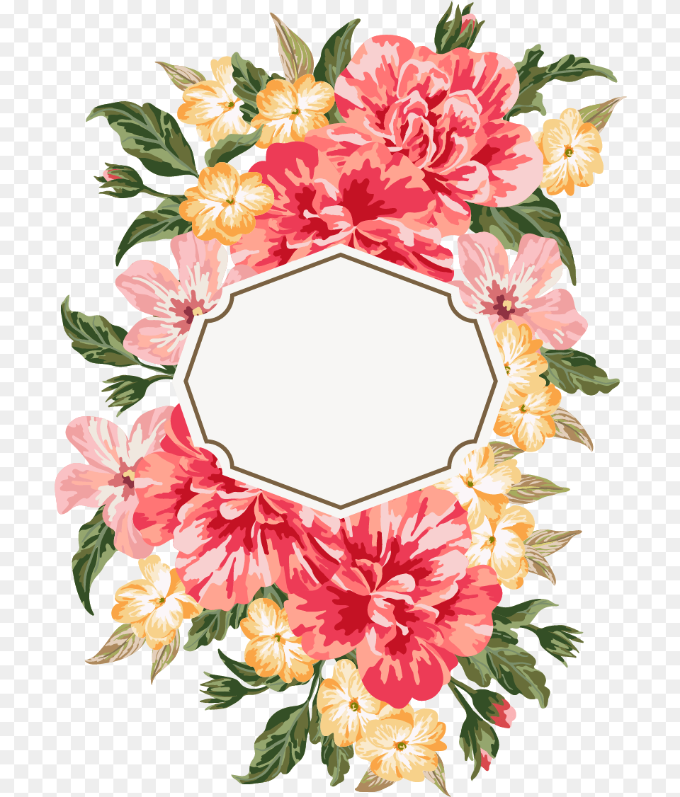 Hand Painted Watercolor Flower Borders Happy Birthday For Her Flowers, Art, Floral Design, Graphics, Pattern Png