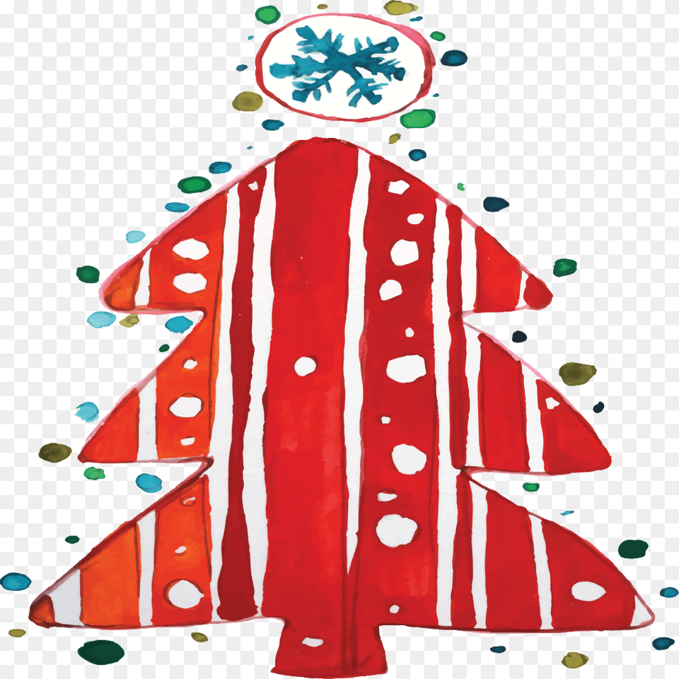 Hand Painted Watercolor Red Christmas Tree Transparent Illustration, Formal Wear, Clothing, Dress, Fashion Png