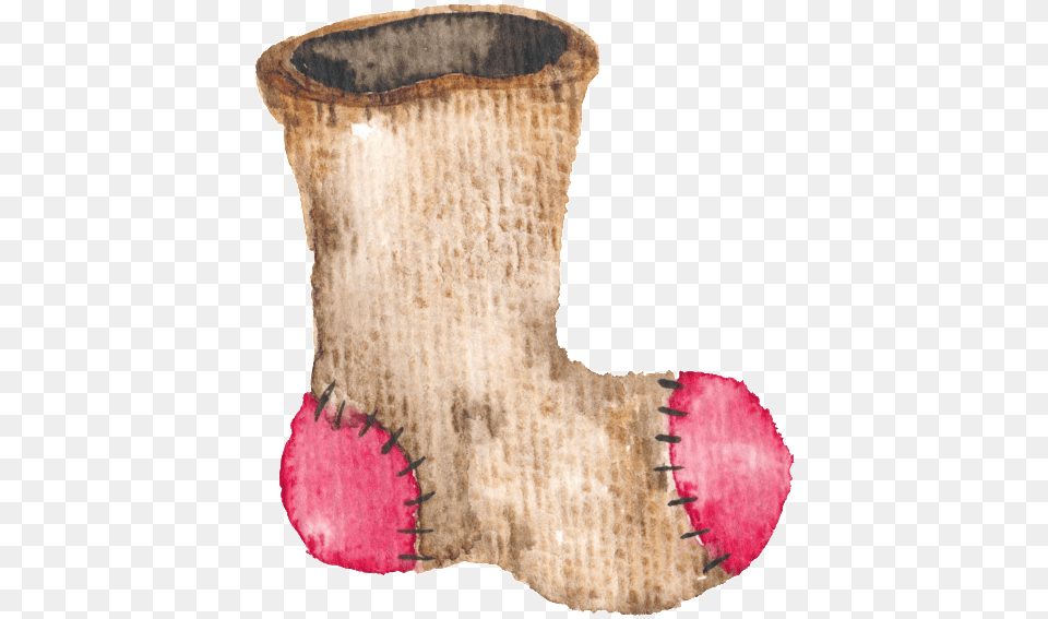 Hand Painted Watercolor Socks Christmas Patch Png Image
