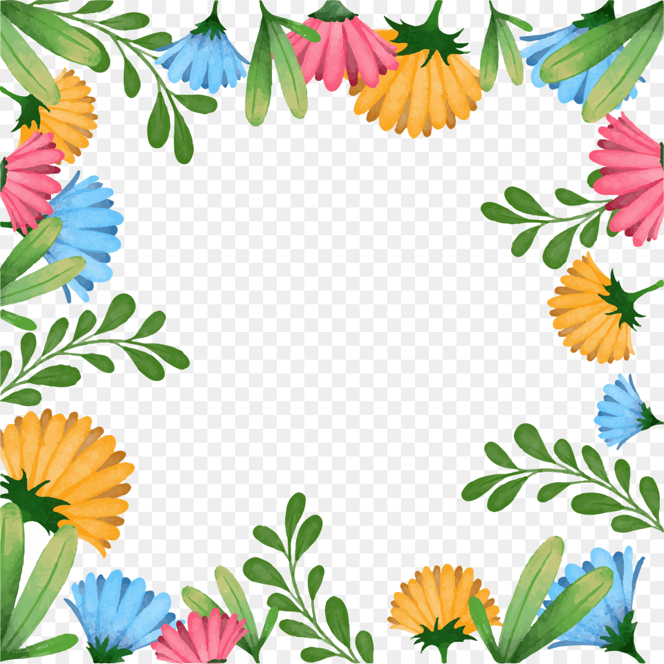 Hand Painted Watercolor Spring Flower Decoration Vector Design, Leaf, Plant, Daisy, Pattern Free Png