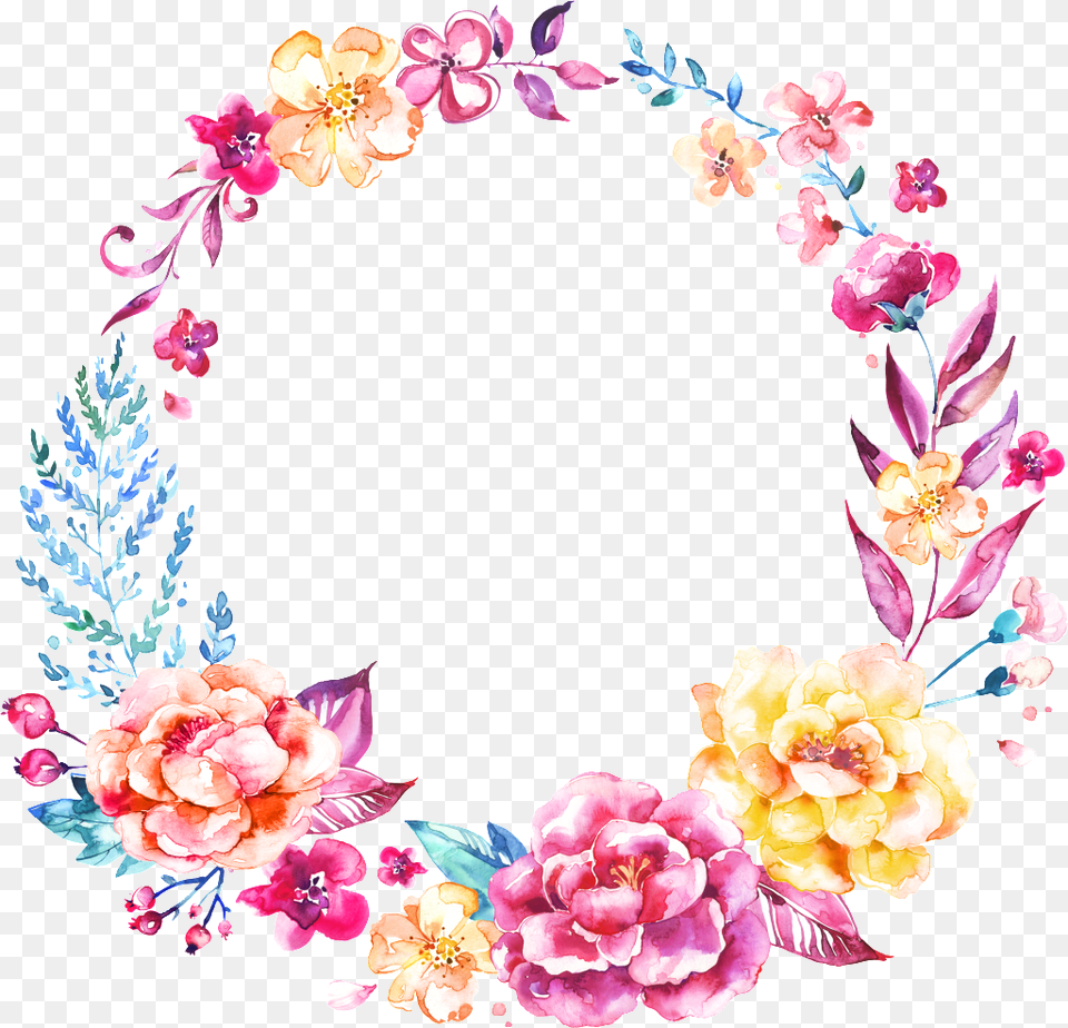 Hand Painted Watercolor Wreath Flower Download, Art, Collage Free Png