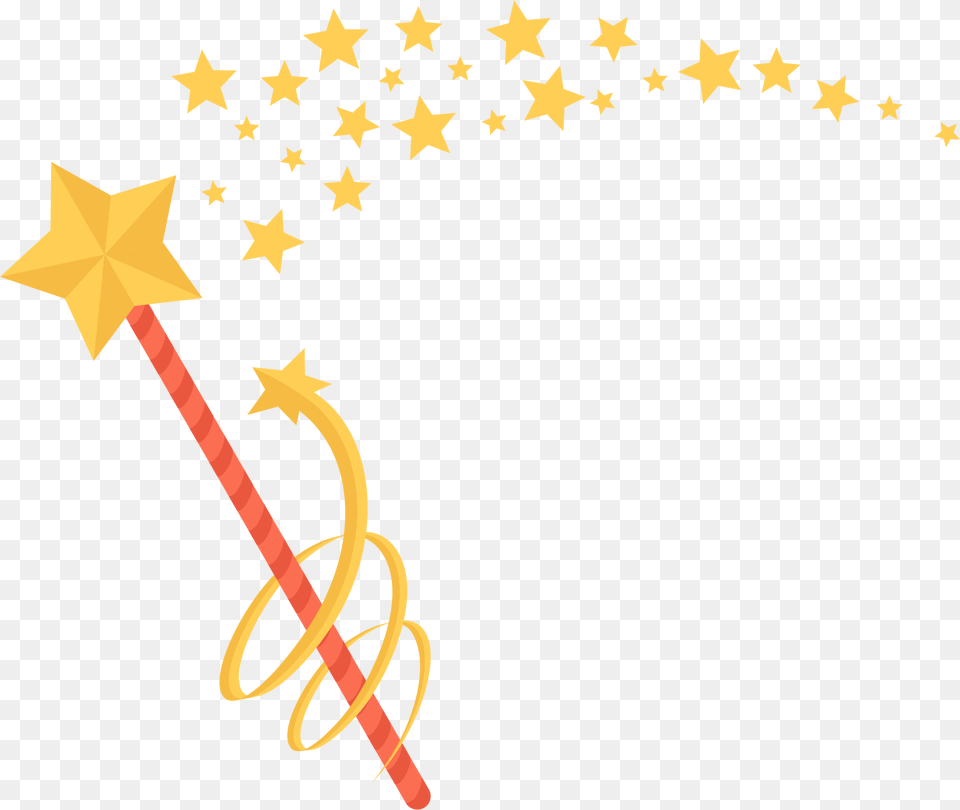 Hand Painted Yellow Star Magic Wand Clipart, Symbol, Star Symbol Png