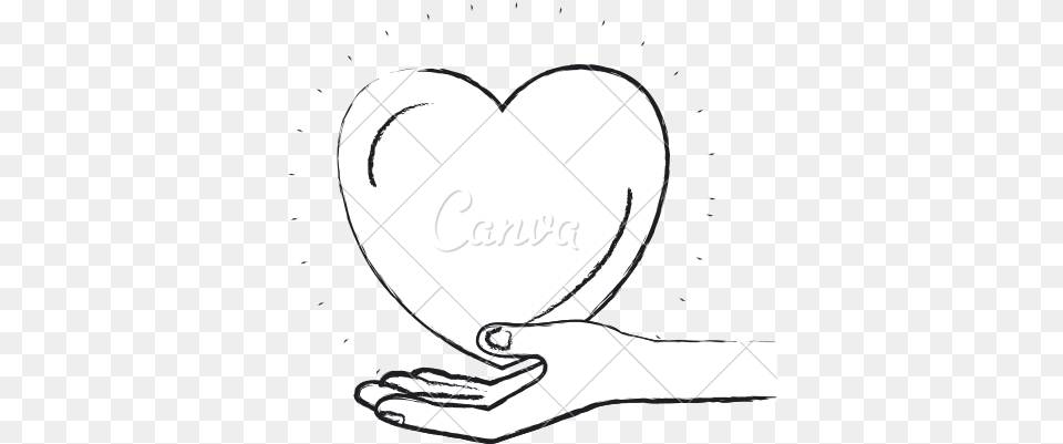Hand Palm Drawing Illustration Heart Free Png Download