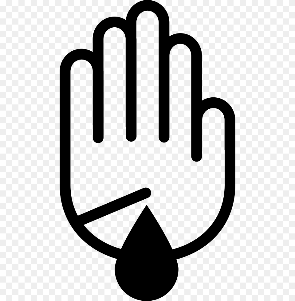Hand Palm Outline With Scratch Wound With Blood Droplet, Clothing, Glove, Stencil, Cutlery Free Png Download