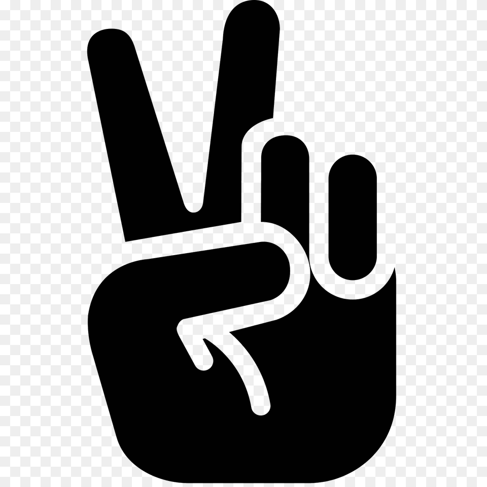 Hand Peace Filled Icon, Gray Png Image