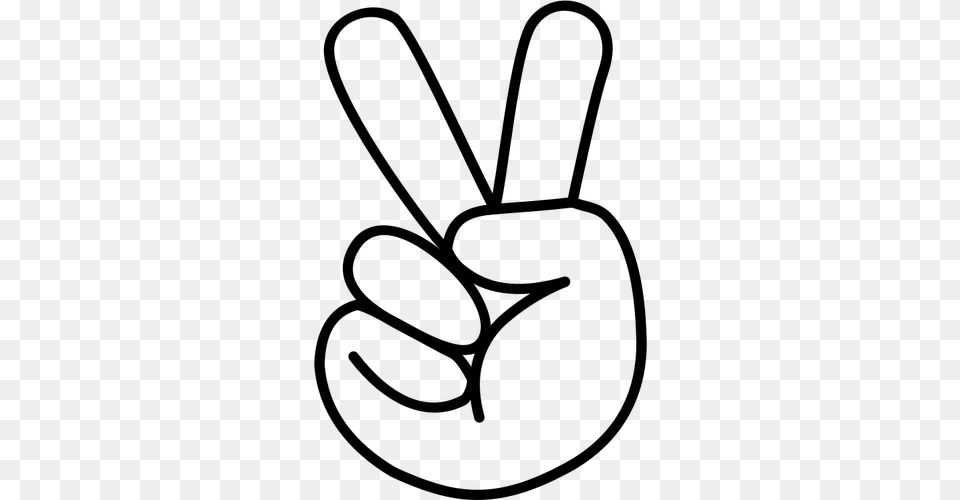 Hand Peace Sign, Gray Free Png Download