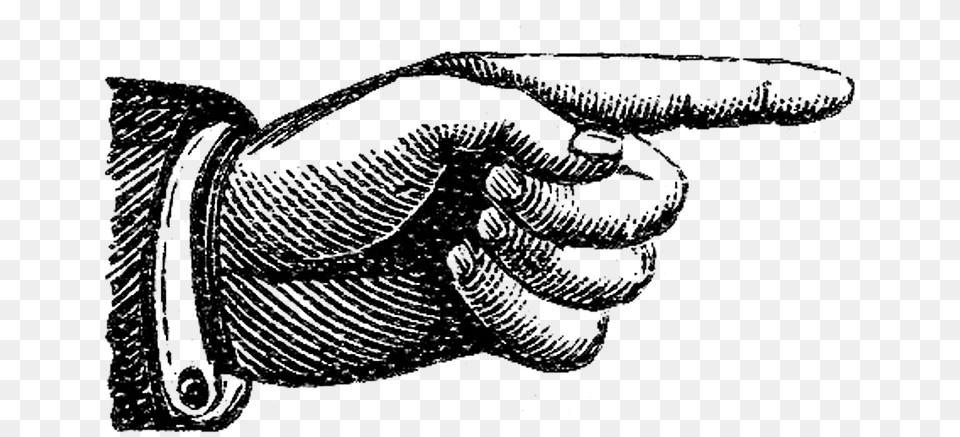 Hand Pointing Old Fashioned Pointing Hand, Gray Png