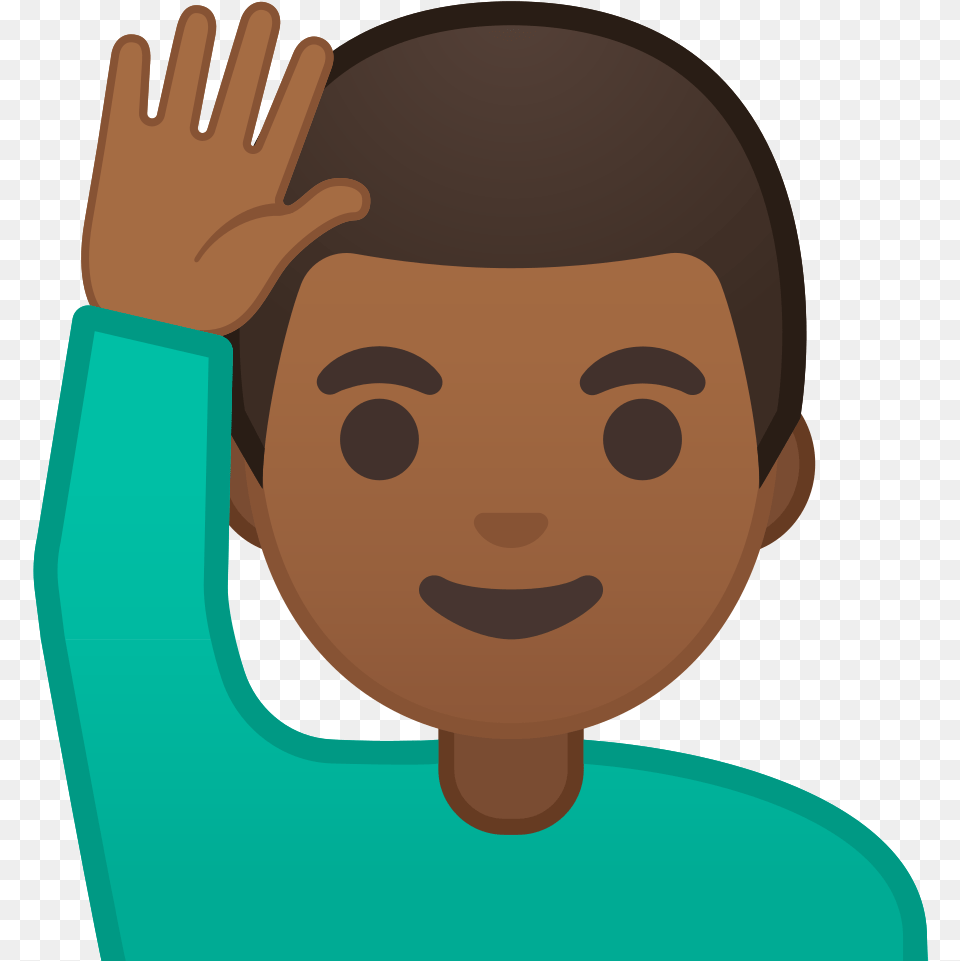 Hand Raised Emoji Man, Face, Head, Person, Photography Png
