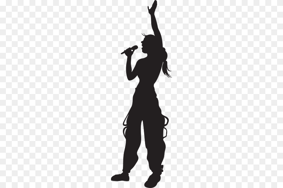 Hand Singing Silhouette Girl Microphone Silhouettes, Baby, Person, Dancing, Leisure Activities Png Image