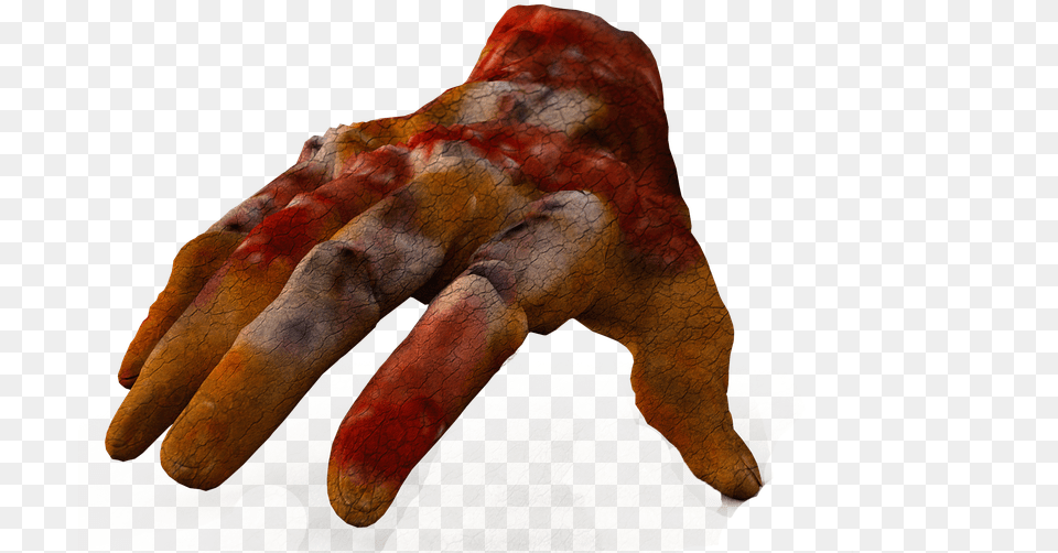 Hand Spooky Zombie Weird Blood Horror Isolated Marine Invertebrates, Glove, Body Part, Clothing, Person Png Image